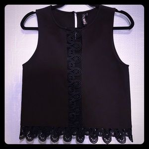 Yoana Baraschi embroidered black sleeveless top
